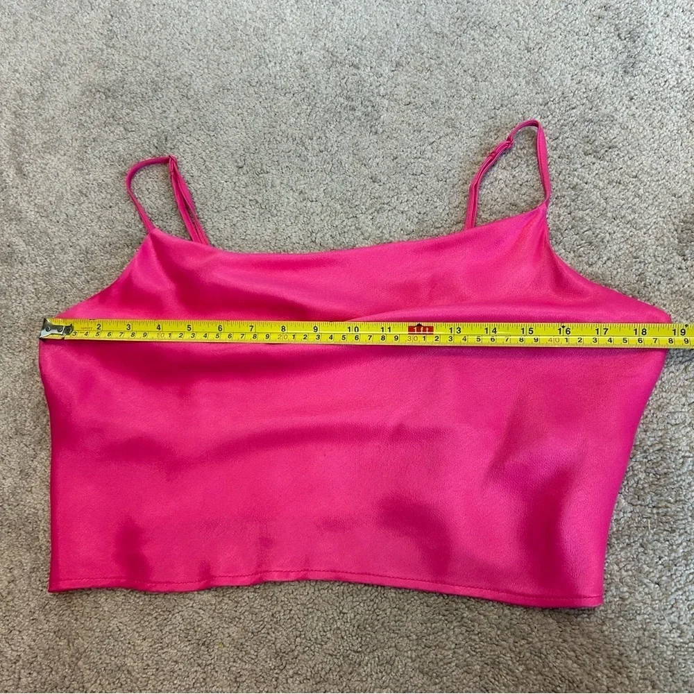Zara pink satin effect draped cowl neck spaghetti strap camisole top blouse L - Picture 7 of 11